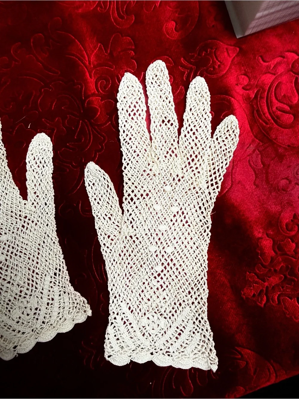 Vintage 1940’s 1950’s Evening Gloves Crochet Unique Find